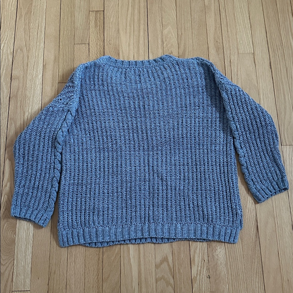 5 for $25 // Massimo Dutti light blue 3/4 sleeves knit fisherman sweater medium - Picture 7 of 7